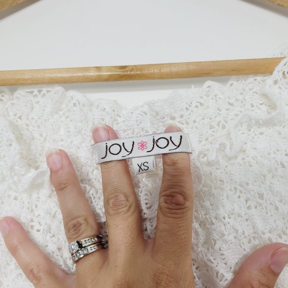 Joy Joy Sheer Lace Coquette Coverup Dress Short Sleeve White Ruffle Trim Elegant - Picture 5 of 8